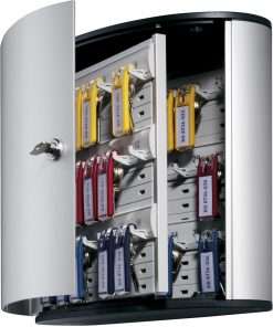 DURABLE&reg; Brushed Aluminum Keyed Lock 36-Key Cabinet - 11-9/10" W x 11" H x 4-4/5" D - Key Locking Door - Aluminum
