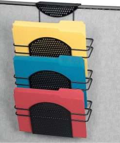 Fellowes Perf-ect&trade; Partition Additions&trade; Triple File Pocket - 3 Pocket(s) - 21.4" Height x 12.5" Width x 6.8" Depth - Desktop - Black - Metal - 1 Each