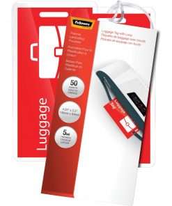 Fellowes Luggage Tag Glossy Laminating Pouches - Laminating Pouch/Sheet Size: 2.50" Width x 5 mil Thickness - Type G - Glossy - for Luggage Tag, Document - Durable - Clear - 50 / Pack