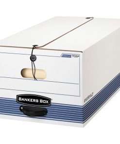 Bankers Box Stor/File String & Button Legal Storage Box - Internal Dimensions: 15" Width x 24" Depth x 10" Height - External Dimensions: 15.3" Width x 24.1" Depth x 10.8" Height - Media Size Supported: Legal - String/Button Tie Closure - Medium Duty - Stackable - Corrugated Paper - White, Blue - For File - Recycled - 12 / Carton
