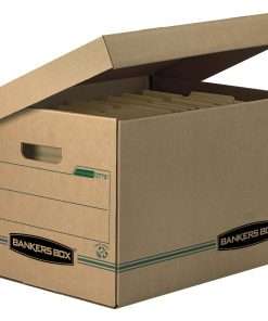 Recycled Systematic&reg; - Letter/Legal - Internal Dimensions: 12" Width x 15" Depth x 10" Height - External Dimensions: 12.5" Width x 16" Depth x 10.8" Height - Media Size Supported: Letter, Legal - Flip Top Closure - Basic Duty - Stackable - Kraft, Green - For File - Recycled - 12 / Carton