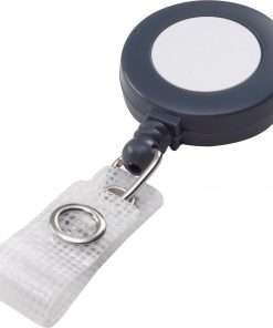 GBC Retractable Round Badge Reel - Plastic, Nylon - 25 / Box - Gray