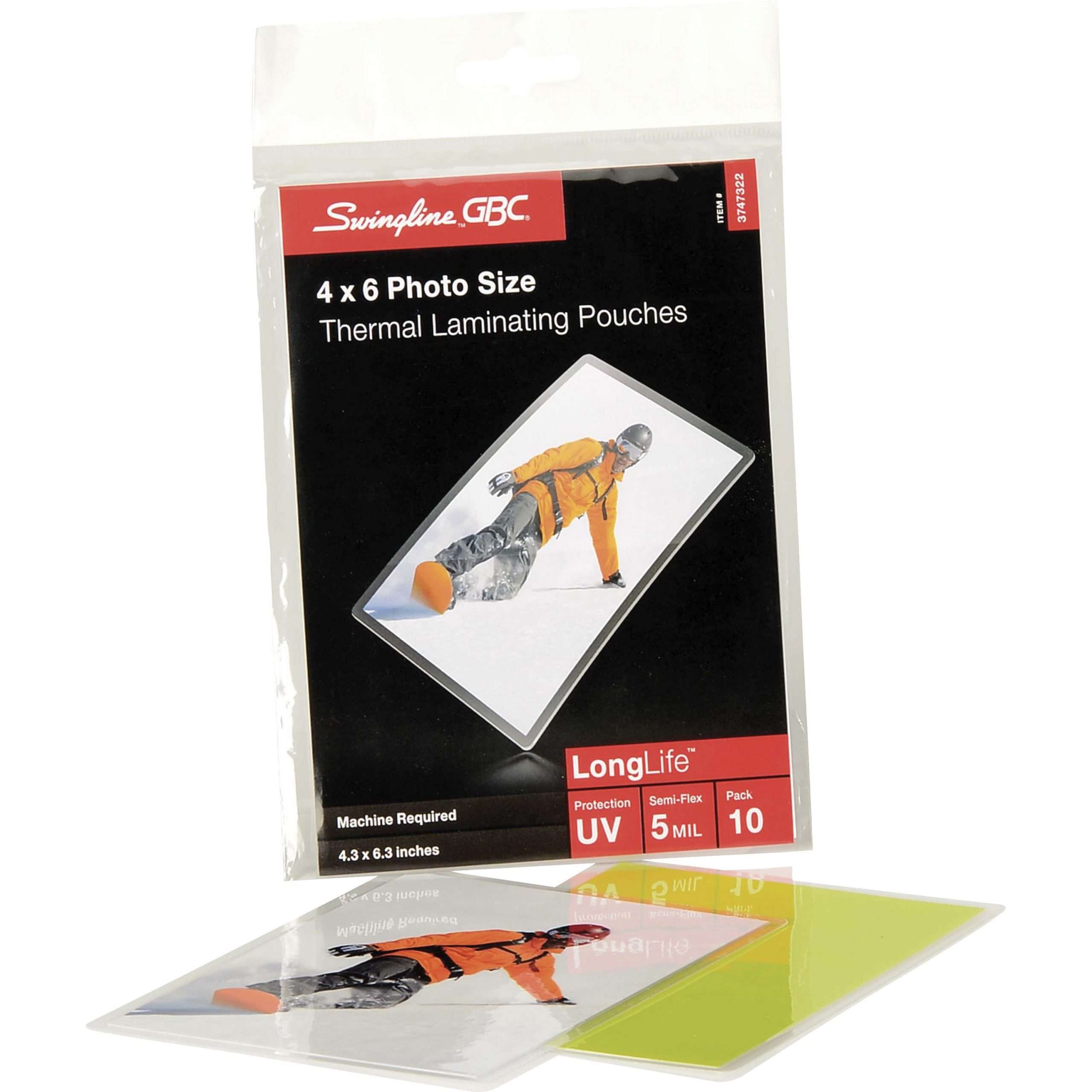 GBC Ultra Clear Thermal Laminating Photo Pouches - Sheet Size Supported: Photo-size 4" Width x 6" Length - Laminating Pouch/Sheet Size: 4.25" Width x 6.31" Length x 5 mil Thickness - Glossy - for Document, Photo - UV Resistant, Non-yellowing, Fade Resistant, Wear Resistant, Tear Resistant, Flexible - Clear - 10 / Pack