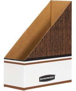 Bankers Box Magazine Files - Oversized Letter - Wood Grain, White - Cardboard - 12 / Carton