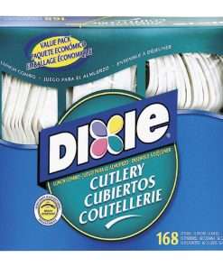 Dixie Heavyweight Disposable Forks, Knives & Spoons Combo Boxes by GP Pro - 168 Piece(s) - 168/Box - Flatware Place Setting - 56 x Spoon - 56 x Fork - 56 x Knife - Plastic - White