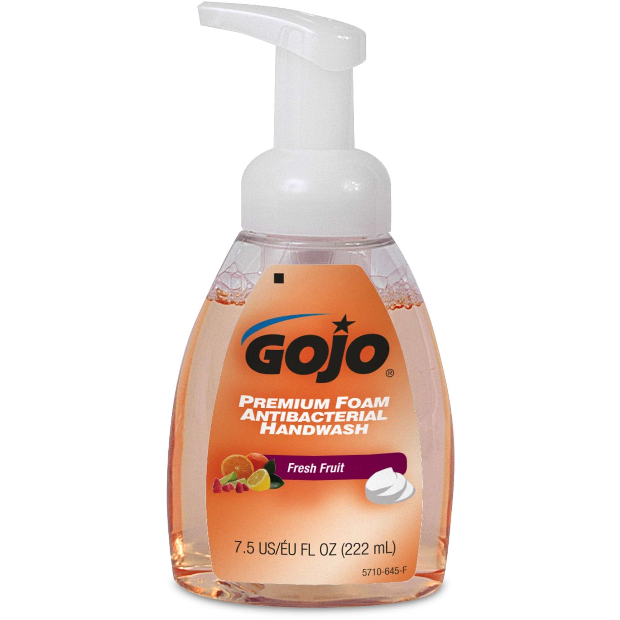 Gojo® Premium Foam Antibacterial Handwash - Fresh Fruit Scent - 7.5 fl oz (221.8 mL) - Pump Bottle Dispenser - Hand - Orange - Rich Lather - 1 Each