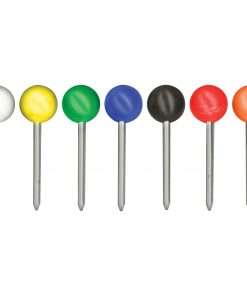Gem Office Products Round Head Map Tacks - 0.18" Head - 0.4" Length - 100 / Box - Assorted