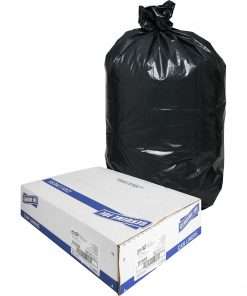 Genuine Joe Heavy-Duty Trash Can Liners - Medium Size - 33 gal Capacity - 33" Width x 40" Length - 1.50 mil (38 Micron) Thickness - Low Density - Black - 100/Carton