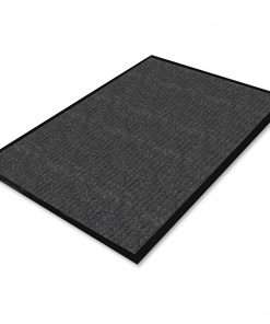 Genuine Joe Ribbed Indoor Wiper Mat - Warehouse, Indoor - 72" Length x 48" Width - Vinyl, Polypropylene - Charcoal
