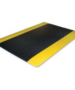 Genuine Joe Safe Step Anti-Fatigue Floor Mats - Warehouse, Factory - 12 ft Length x 36" Width x 0.55" Thickness - Black, Yellow