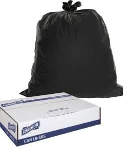 Genuine Joe Heavy-Duty Trash Can Liners - Extra Large Size - 60 gal Capacity - 39" Width x 56" Length - 1.50 mil (38 Micron) Thickness - Low Density - Black - 50/Box