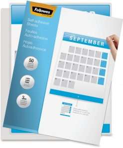Fellowes Self Adhesive Laminating Sheets - Sheet Size Supported: Letter - Laminating Pouch/Sheet Size: 9.25" Width x 3 mil Thickness - Type G - Glossy - for Document, Photo - Self-adhesive, Single Sided - Clear - 50 / Pack