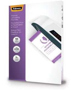Fellowes Legal-Size Glossy Thermal Laminating Pouches - Sheet Size Supported: Legal - Laminating Pouch/Sheet Size: 9" Width x 3 mil Thickness - Type G - Glossy - for Document - Durable - Clear - 100 / Pack