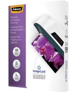 Fellowes ImageLast Thermal Laminating Pouches - Sheet Size Supported: Letter - Laminating Pouch/Sheet Size: 9" Width x 3 mil Thickness - Type G - Glossy - for Document, Photo, Menu - Durable, UV Resistant, Fade Resistant, Jam-free - Clear - 100 / Box