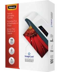 Fellowes Letter-Size Laminating Pouches - Sheet Size Supported: Letter - Laminating Pouch/Sheet Size: 9" Width x 5 mil Thickness - Type G - Glossy - for Document, Letter - Durable, UV Resistant, Fade Resistant, Jam-free - Clear - 100 / Pack