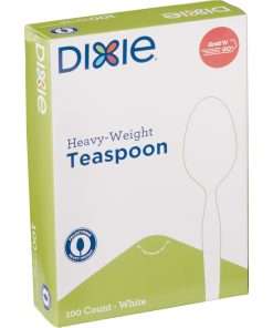 Dixie Heavyweight Disposable Teaspoons Grab-N-Go by GP Pro - 100/Box - Teaspoon - 100 x Teaspoon - Polystyrene - White