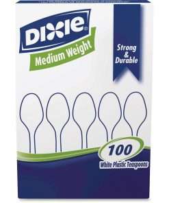 Dixie Medium-weight Disposable Teaspoon Grab-N-Go by GP Pro - 100/Box - Teaspoon - 100 x Teaspoon - Plastic - White
