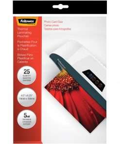 Fellowes Photo Card Glossy Thermal Laminating Pouches - Sheet Size Supported: Photo-size - Laminating Pouch/Sheet Size: 6.25" Width x 5 mil Thickness - Type G - Glossy - for Document, Photo - Durable - Clear - 25 / Pack