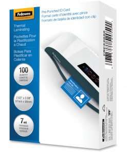 Fellowes Punched ID Card Glossy Thermal Laminating Pouches - Laminating Pouch/Sheet Size: 3.88" Width x 7 mil Thickness - Type G - Glossy - for Document, ID Card - Durable, Pre-punched - Clear - 100 / Pack