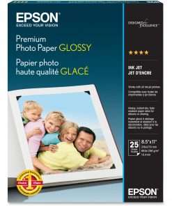 Epson Premium Inkjet Photo Paper - Bright White - Letter - 8 1/2" x 11" - Glossy - 25 / Pack