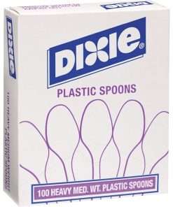 Dixie Heavy Medium-weight Disposable Soup Spoons Grab-N-Go by GP Pro - 100/Box - Soup Spoon - Plastic - White
