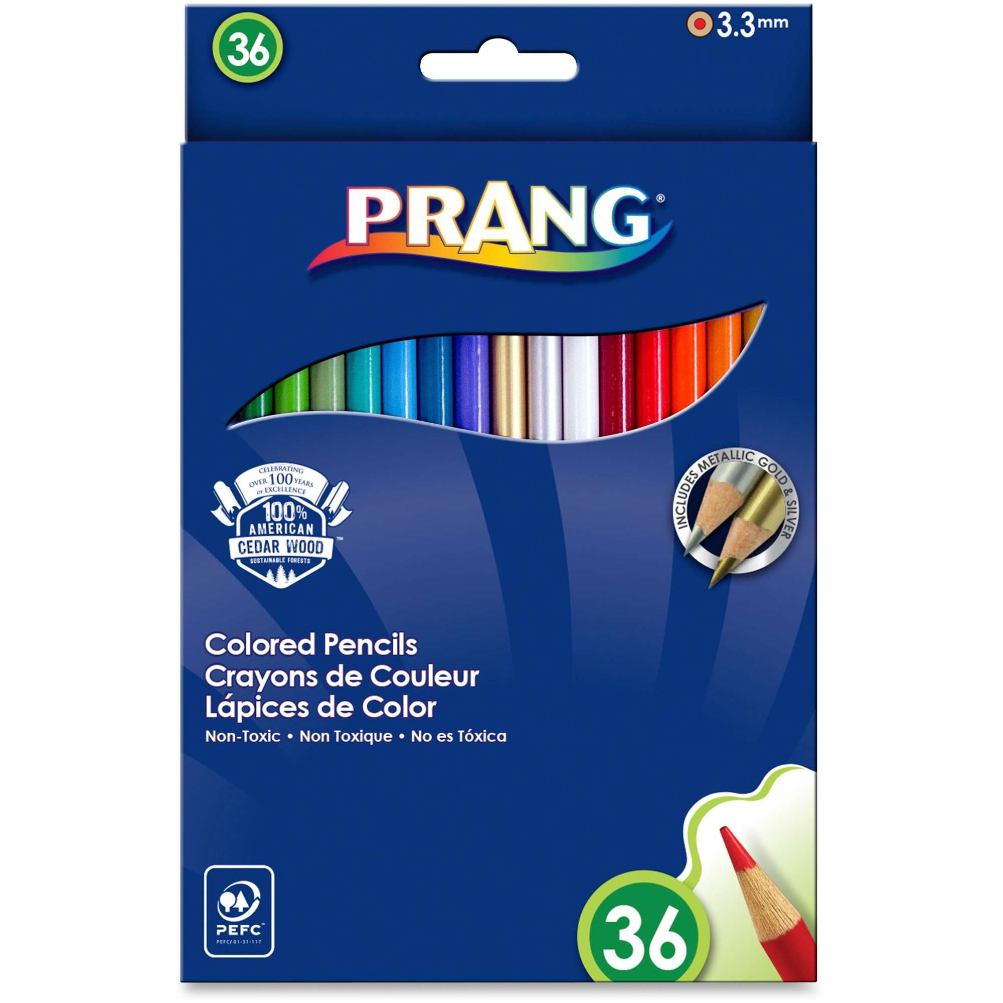 Dixon Prang 7" Colored Pencil - 3.3 mm Lead Diameter - Assorted Wood Barrel - 36 / Set