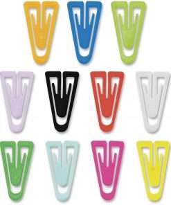 Gem Office Products Triangular Paper Clips - Medium - for Paper, File - Non-magnetic - 500 / Box - Assorted - Plastic