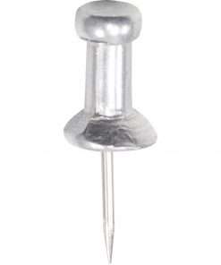 Gem Office Products Aluminum Pushpins - 0.4" Length x 0.2" Diameter - 100 / Box - Silver