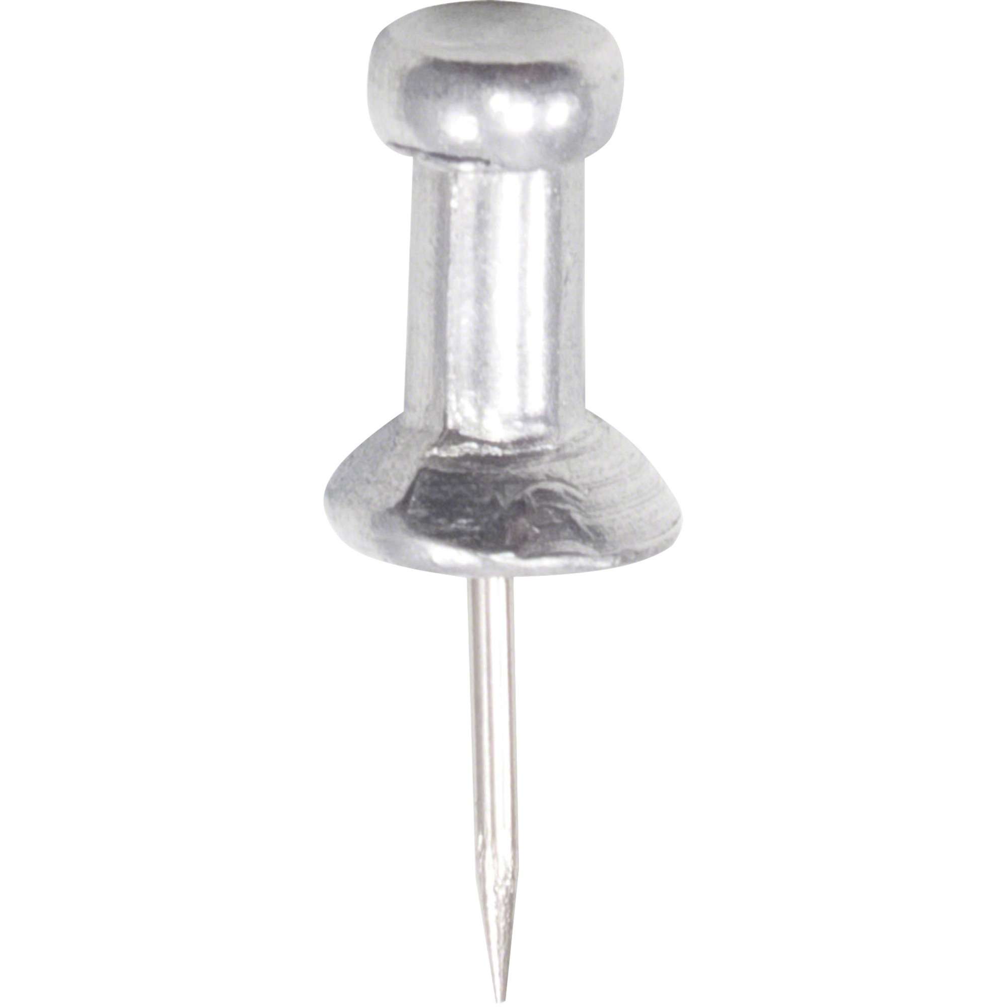 Gem Office Products Aluminum Pushpins - 0.4" Length x 0.2" Diameter - 100 / Box - Silver