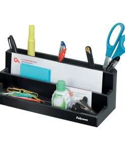 Fellowes Designer Suites&trade; Organizer - 7 Compartment(s) - 3.9" Height x 11.1" Width x 5" Depth - Desktop - Stackable - Black, Pearl - 1 Each