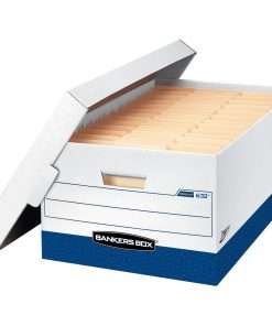 Bankers Box Presto Lift-off Lid Heavy-duty Legal Box - Internal Dimensions: 15" Width x 24" Depth x 10" Height - External Dimensions: 16" Width x 25.4" Depth x 10.5" Height - 800 lb - Lift-off Closure - Heavy Duty - Stackable - White, Blue - For Document, File - Recycled - 12 / Carton