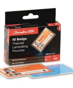 GBC Ultra Clear ID Badge Thermal Laminating Pouches - Sheet Size Supported: Government - Laminating Pouch/Sheet Size: 2.63" Width x 3.88" Length x 5 mil Thickness - Glossy - for Document, Photo, ID Card - Flexible, Wear Resistant, Tear Resistant - Clear - 100 / Box