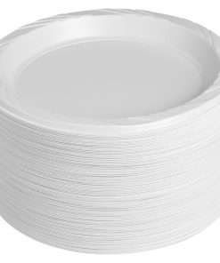 Genuine Joe Reusable Plastic White Plates - White - Plastic Body - 125 / Pack