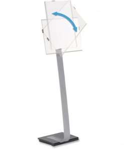 DURABLE&reg; INFO SIGN Tabloid Floor Stand - 11" x 17" Sign - 43" - 50" Height - Rectangular Shape - Acrylic, Stainless Steel - Updateable - Silver - 1 Pack