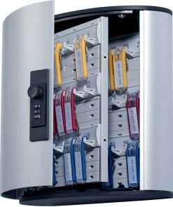 DURABLE&reg; Brushed Aluminum Combo Lock 36-Key Cabinet - 11-3/4" W x 11" H x 4-5/8" D - Combination Locking Door - Aluminum