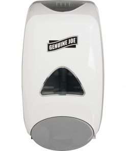 Genuine Joe Solutions 1250 ml Foam Soap Dispenser - Manual - 1.32 quart Capacity - Site Window, Soft Push, Sanitary-sealed, Refillable - White - 1Each