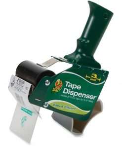 Duck Brand Brand Heavy-duty Wide Tape Gun - 3" Core - Adjustable Tension Mechanism - Metal, Plastic - Green - 1 Each