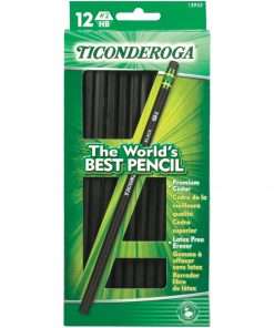 Ticonderoga Matte Black No.2 Pencil - #2 Lead - Black Lead - Black Wood Barrel - 1 Dozen