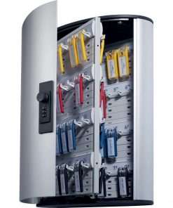 DURABLE&reg; Brushed Aluminum Combo Lock 72-Key Cabinet - 11-3/4" W x 11" H x 4-5/8" D - Combination Locking Door - Aluminum