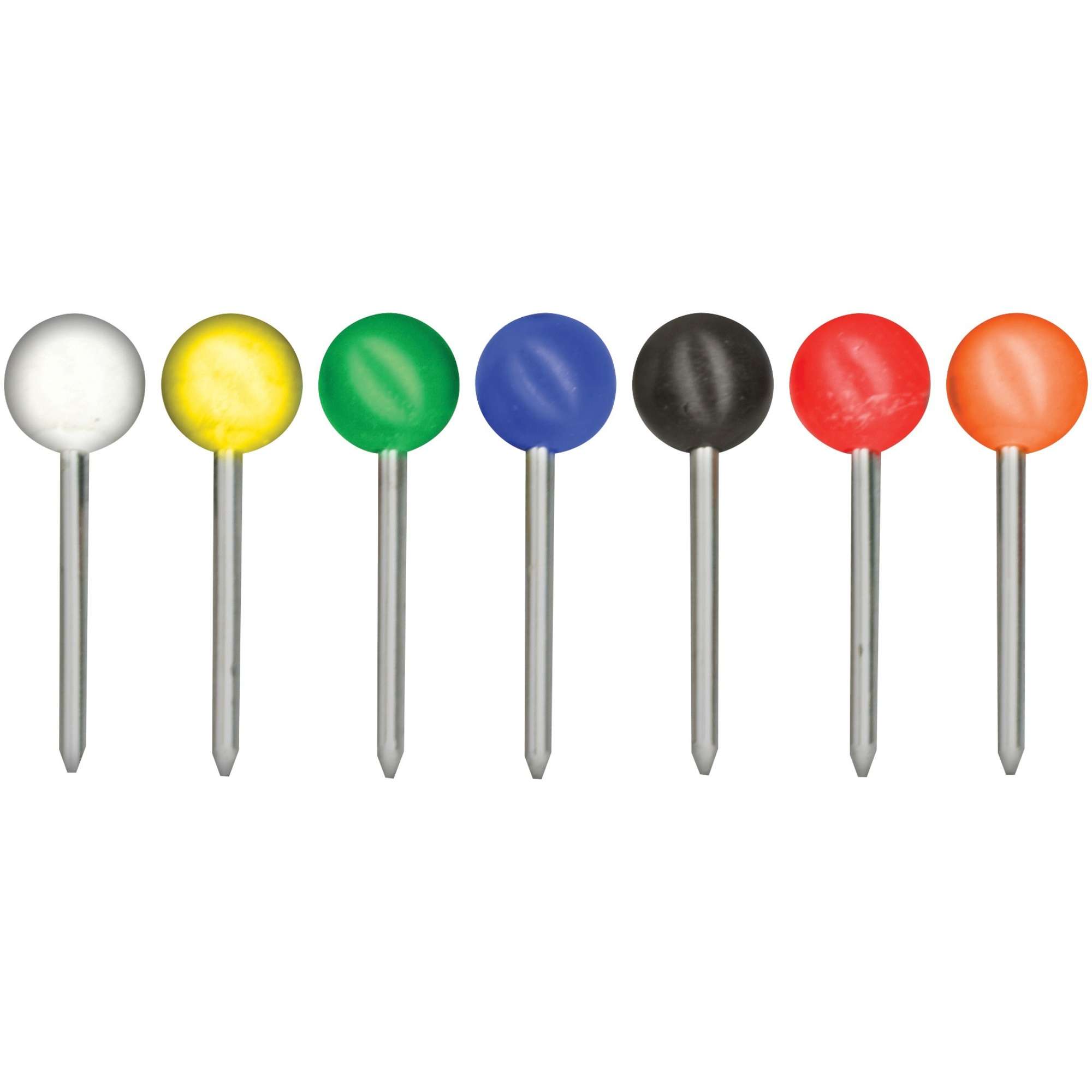 Gem Office Products Round Head Map Tacks - 0.18" Head - 0.4" Length - 250 / Box - Assorted