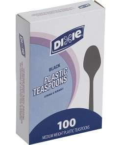 Dixie Medium-weight Disposable Teaspoon Grab-N-Go by GP Pro - 100/Box - Teaspoon - 100 x Teaspoon - Plastic, Polystyrene - Black