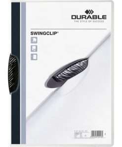 DURABLE&reg; SWINGCLIP&reg; Report Cover - Letter Size 8 1/2" x 11" - 30 Sheet Capacity - Punchless - Vinyl - Black Clip