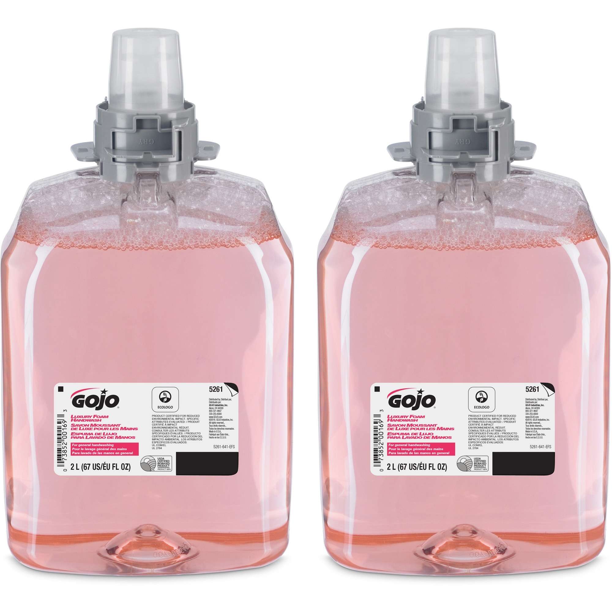 Gojo® FMX-20 Luxury Foam Soap - Cranberry Scent - 67.6 fl oz (2 L) - Hand - Translucent Pink - Bio-based - 2 / Carton