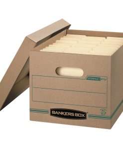Bankers Box STOR/FILE Recycled File Storage Box - Internal Dimensions: 12" Width x 15" Depth x 10" Height - External Dimensions: 12.5" Width x 16.3" Depth x 10.5" Height - Media Size Supported: Letter, Legal - Lift-off Closure - Basic Duty - Stackable - Kraft - Kraft, Green - For File - Recycled - 12 / Carton