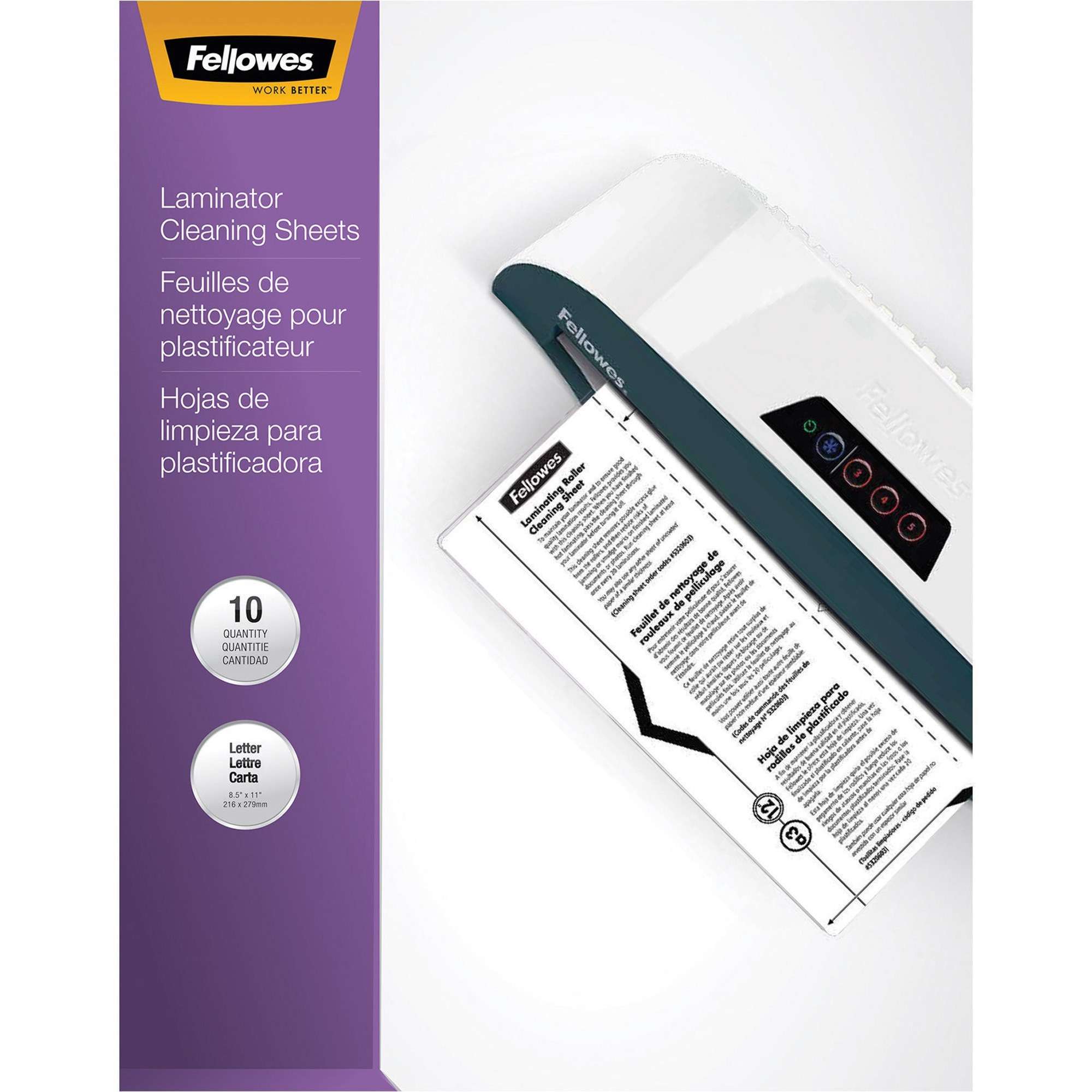 Fellowes Laminator Cleaning Sheets 10pk - 10 / Pack - White