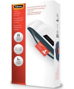 Fellowes Punched ID Card/Clip Glossy Laminating Pouches - Laminating Pouch/Sheet Size: 3.88" Width x 5 mil Thickness - Glossy - for ID Badge - Durable, Easy to Use - Clear - 25 / Pack