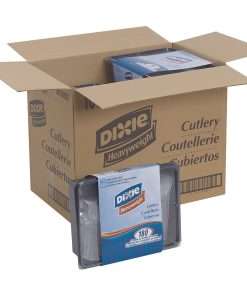 Dixie Heavyweight Disposable Forks, Knives & Teaspoons Keeper Pack Grab-N-Go by GP Pro - 180 Piece(s) - 1800/Carton - Cutlery Set - 60 x Teaspoon - 60 x Fork - 60 x Knife - Polystyrene, Plastic - Crystal