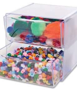 Deflecto Stackable Cube Organizer - 2 Drawer(s) - 6" Height x 6" Width x 7.5" Depth - Desktop - Stackable - Clear - Plastic - 1 Each