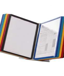 DURABLE&reg; VARIO&reg; Desktop Reference Display System - Desktop - 20 Double Sided Panels - Letter Size - Anti-Reflective/Non-Glare - Assorted Colors