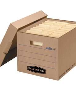 Bankers Box&reg; Mystic&trade; Storage Boxes - Internal Dimensions: 12" Width x 15" Depth x 10" Height - External Dimensions: 13" Width x 16.3" Depth x 10.8" Height - Media Size Supported: Letter, Legal - Lift-off Closure - Stackable - Kraft - For File - Recycled - 25 / Carton